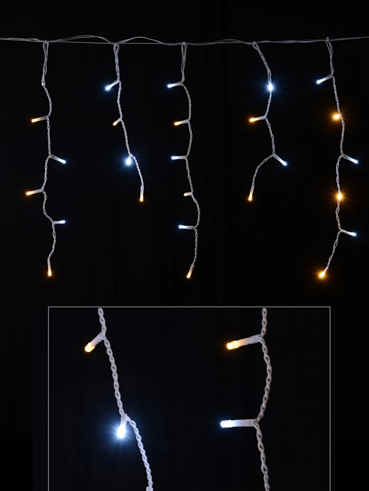 Christmas Warehouse 420 Warm & Cool White Concave Bulb Led Christmas Icicle String Light - 10M> Icicle Lights