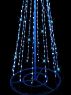 Christmas Warehouse Blue & Cool White Led String Fairy Light 3D Conical Outdoor Christmas Tree - 2M><noscript><img width=