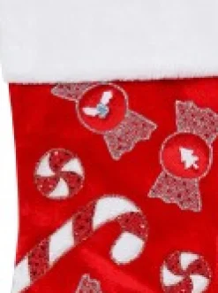 Christmas Warehouse Candy Canes & Lollies Red Velvet With White Cuff Christmas Stocking - 48Cm><noscript><img width=