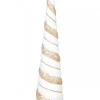 Christmas Warehouse Champagne & White With Glitter & Sequins Conical Shape Table Top Tree - 43Cm> Table Top Christmas Trees