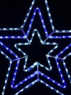 Christmas Warehouse Cool White & Blue Led Triple Christmas Star Rope Light Silhouette - 80Cm><noscript><img width=