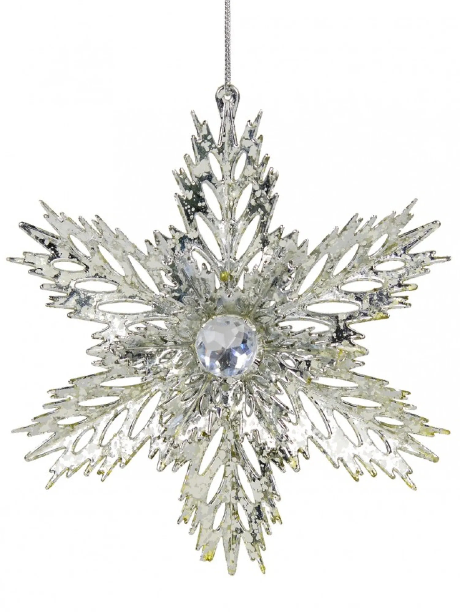 Christmas Warehouse 3D Silver Snowflake With Sequins Christmas Tree Hanging Decoration - 15Cm> Hanging Decorations - Individual