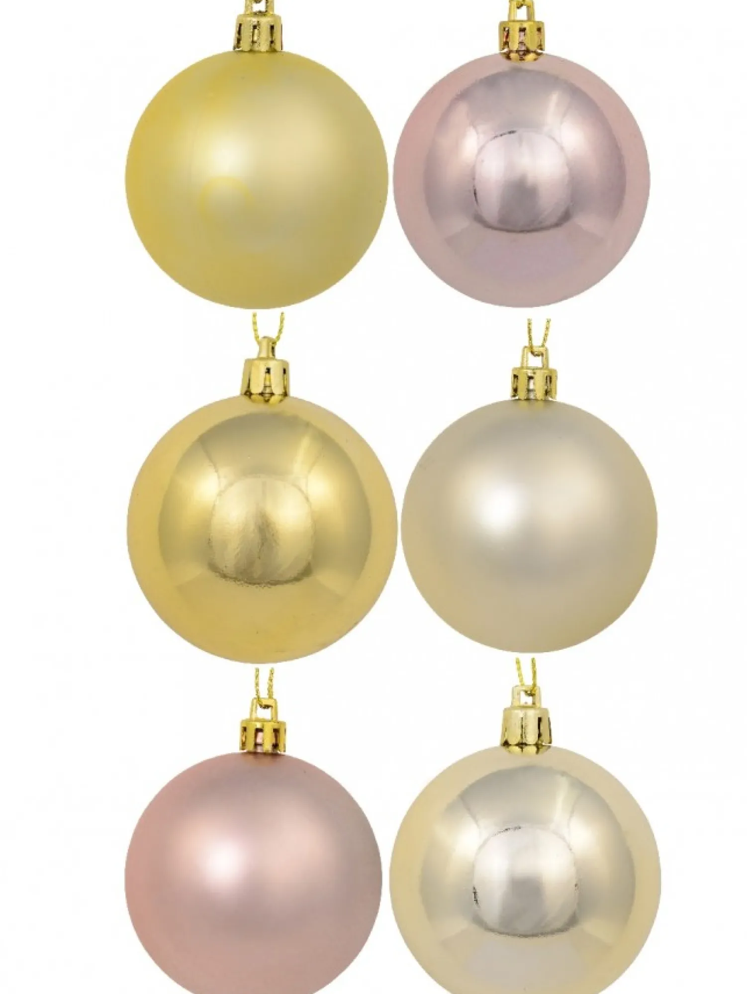 Christmas Warehouse Gold, Champagne & Rose Gold Metallic & Matte Christmas Baubles - 12 X 60Mm> Bauble Packs