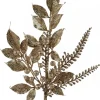 Christmas Warehouse Gold Glittered Leaves, Berries & Eucalyptus Christmas Spray Stem - 54Cm> Christmas Stems