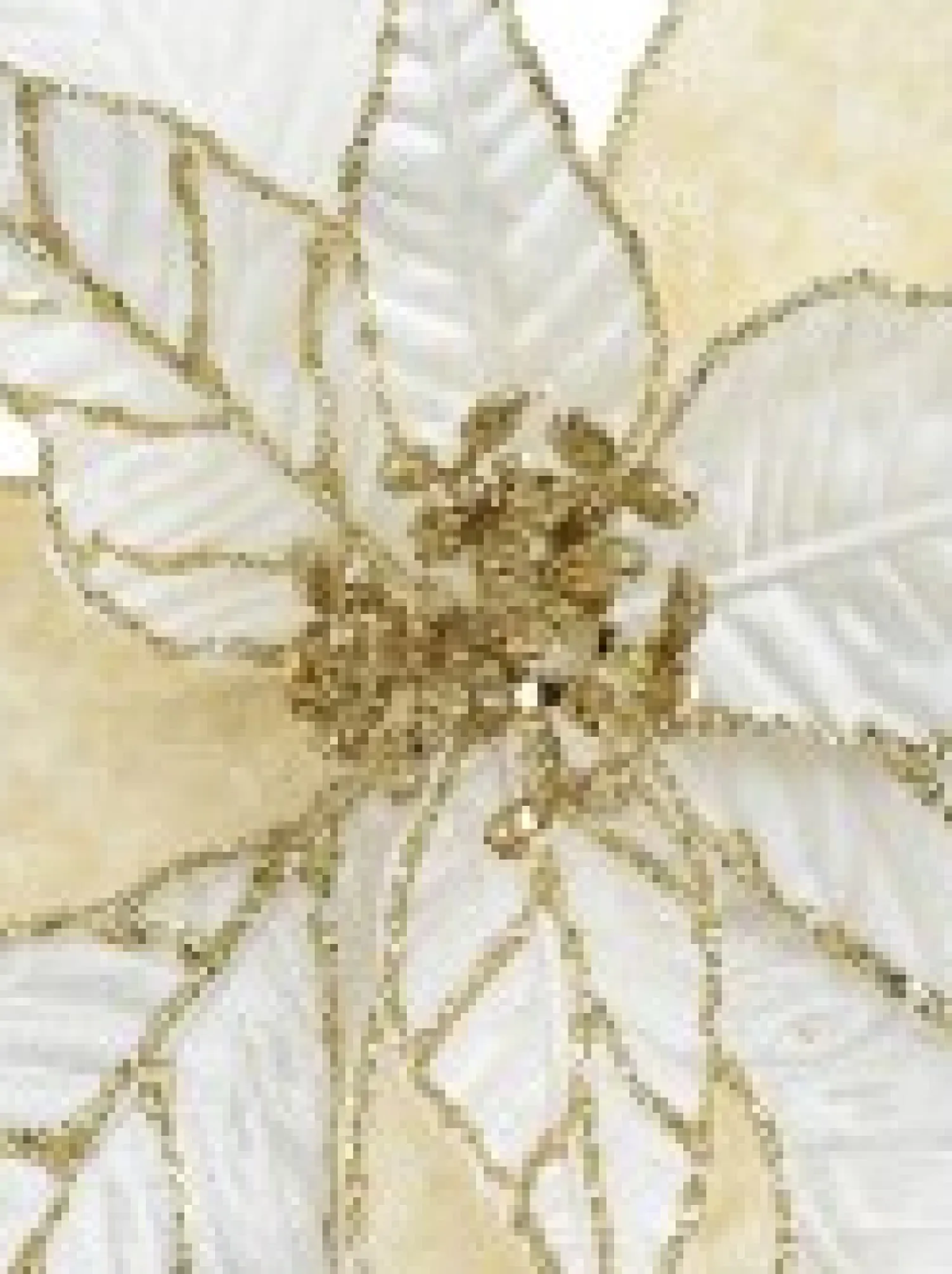 Christmas Warehouse Gold Glittered White & Cream Poinsettia Decorative Christmas Flower Pick - 28Cm> Christmas Picks