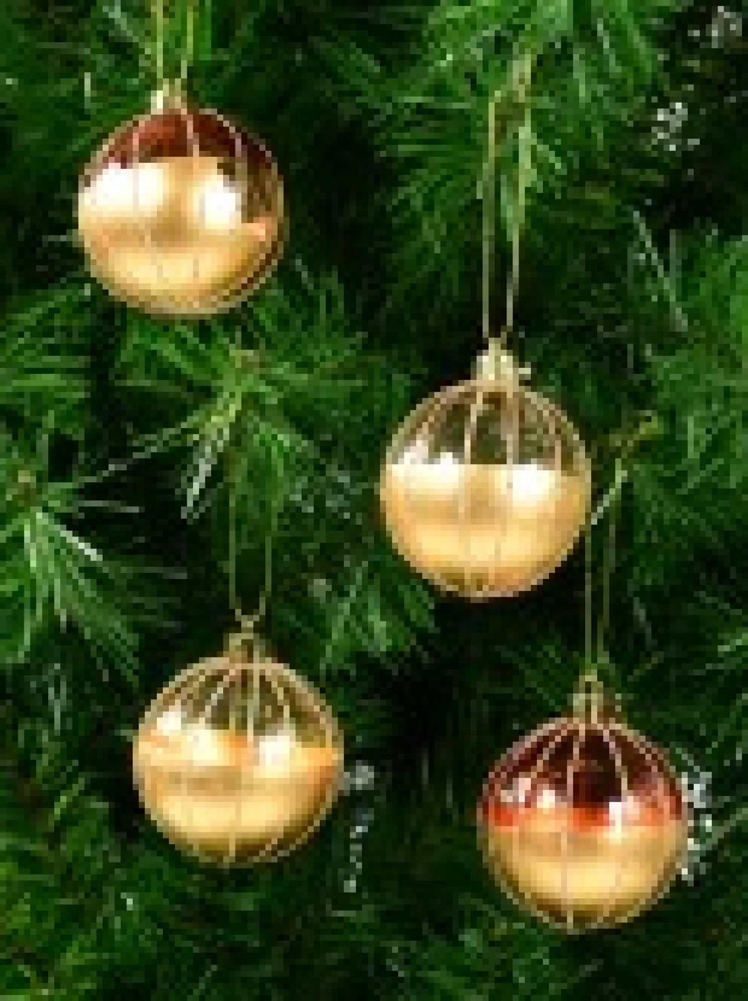 Christmas Warehouse Gold With Rose Gold Or Clear & Gold Glitter Lines Christmas Baubles - 4 X 80Mm> Bauble Packs