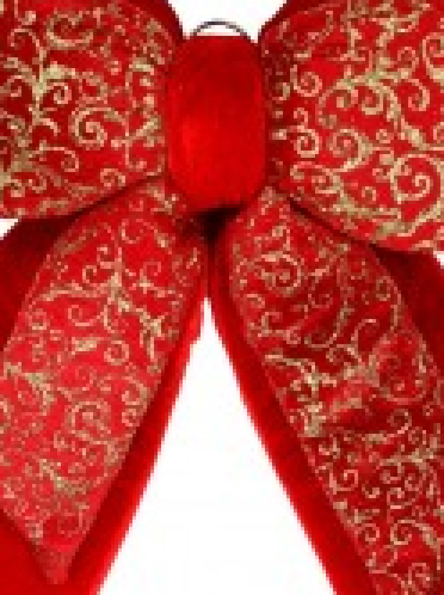 Christmas Warehouse Large Red Felt Double Bow With Gold Glitter Pattern Display Decoration - 48Cm> Christmas Bows
