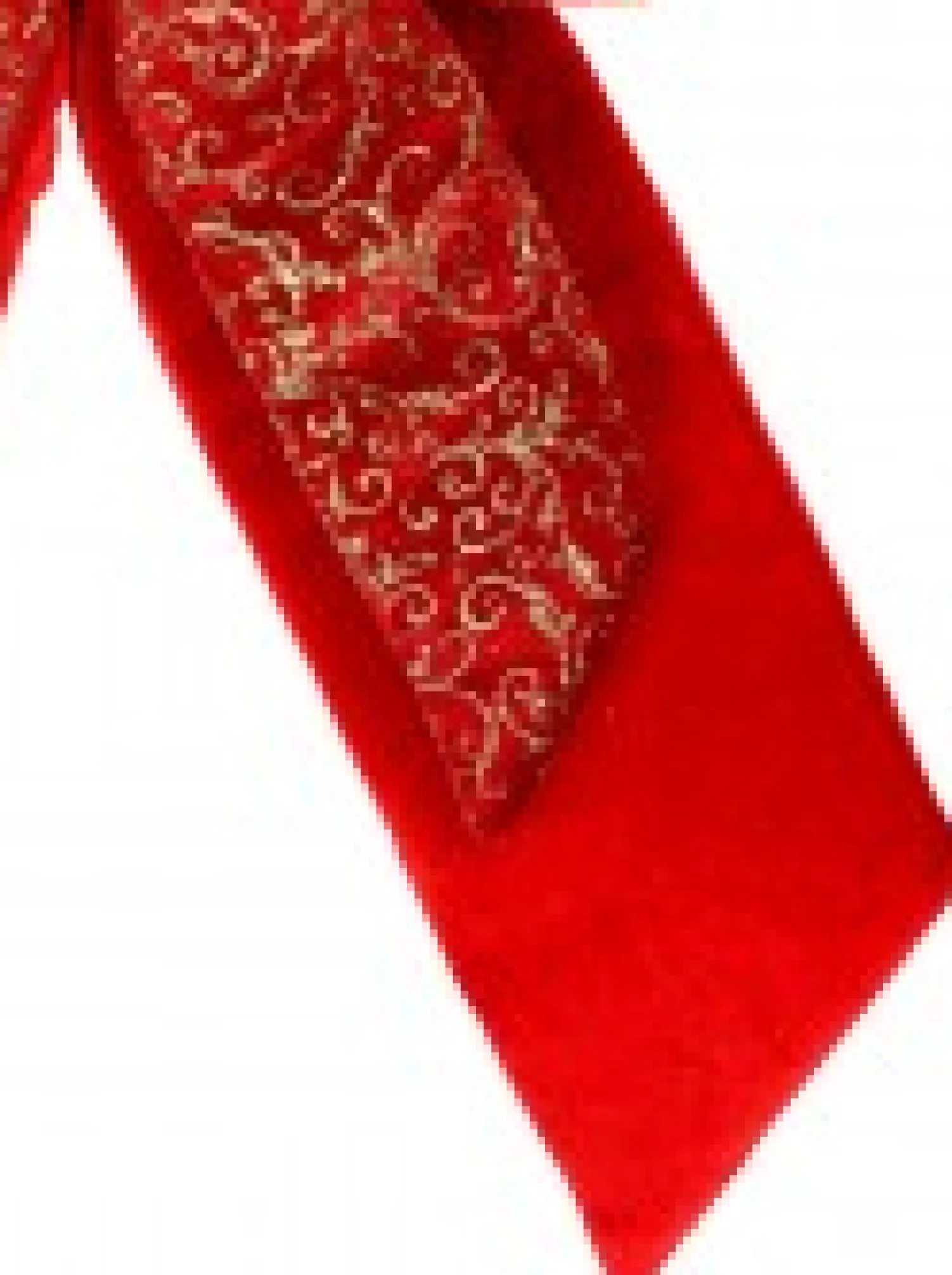 Christmas Warehouse Large Red Felt Double Bow With Gold Glitter Pattern Display Decoration - 48Cm> Christmas Bows