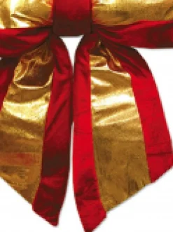 Christmas Warehouse Large Red Velvet Bow With Shiny Gold Stripe Display Decoration - 45Cm><noscript><img width=