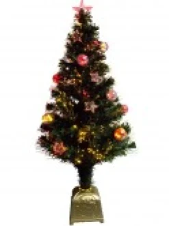 Christmas Warehouse Multi Colour Fibre Optic Christmas Tree With Baubles, Stars & 100 Tips - 90Cm><noscript><img width=
