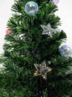 Christmas Warehouse Multi Colour Fibre Optic Christmas Tree With Baubles, Stars & 100 Tips - 90Cm><noscript><img width=
