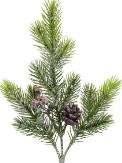 Christmas Warehouse Pine Cone & Berry Frosted Natural Look Pine Christmas Spray - 32Cm> Christmas Picks