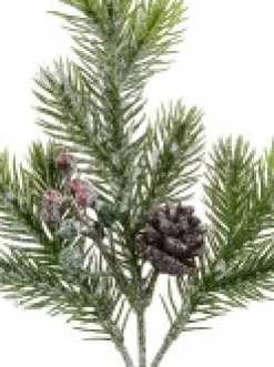 Christmas Warehouse Pine Cone & Berry Frosted Natural Look Pine Christmas Spray - 32Cm><noscript><img width=