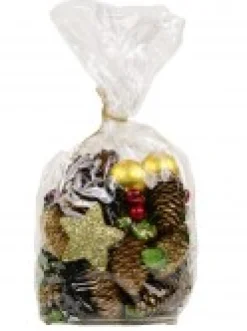 Christmas Warehouse Pine Cones, Stars, Berries & Leaves Assorted Christmas Decoration Mix - 300G><noscript><img width=