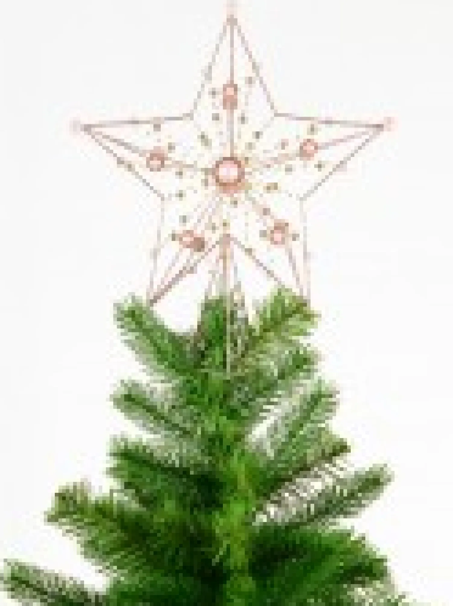 Christmas Warehouse Pink Glittered 3D Star With String Beads & Pearls Tree Topper Decoration - 33Cm> Tree Top Decorations