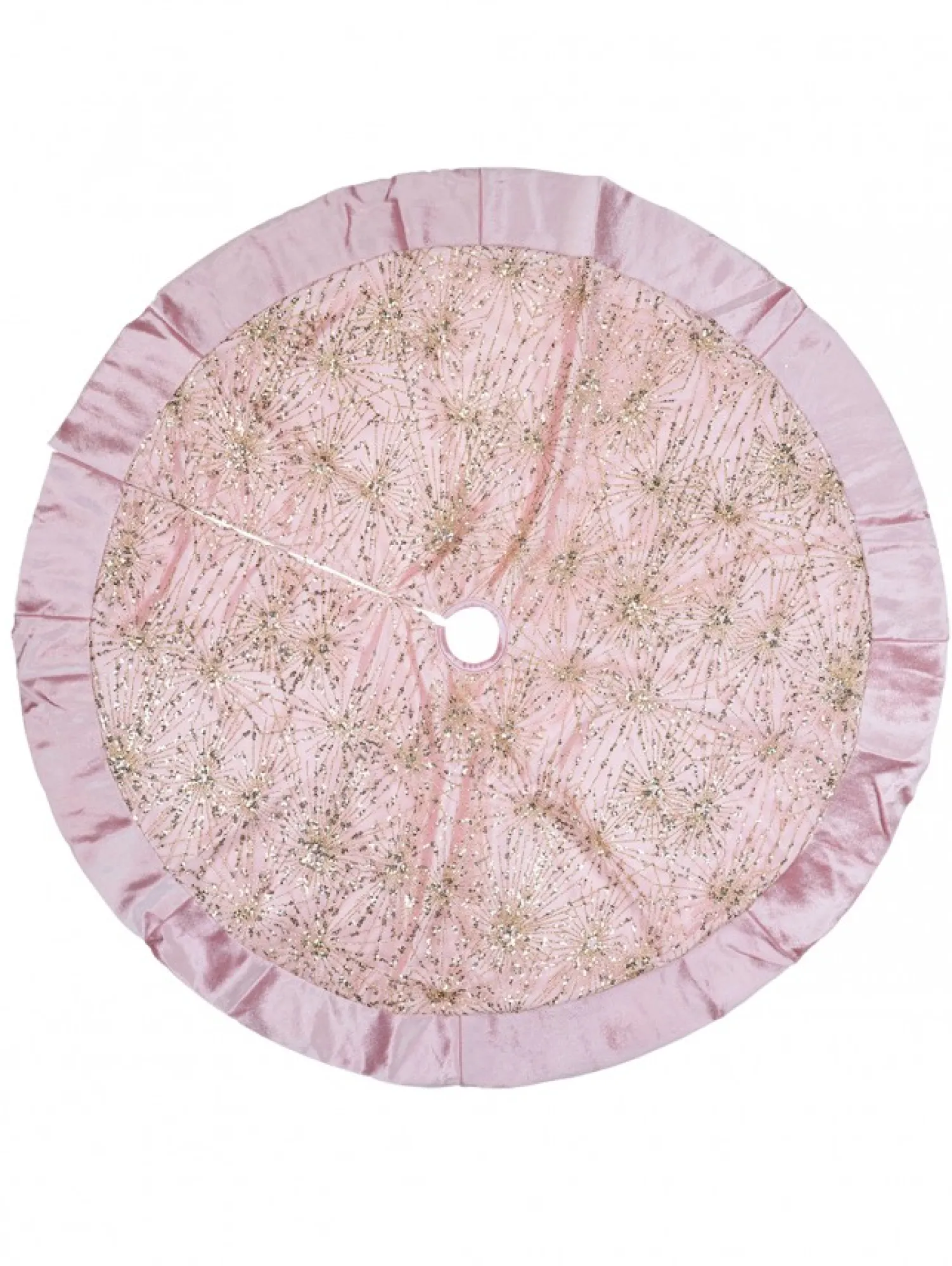 Christmas Warehouse Pink With Gold Sequin Starburst Pattern Christmas Tree Skirt - 1.2M> Tree Skirts