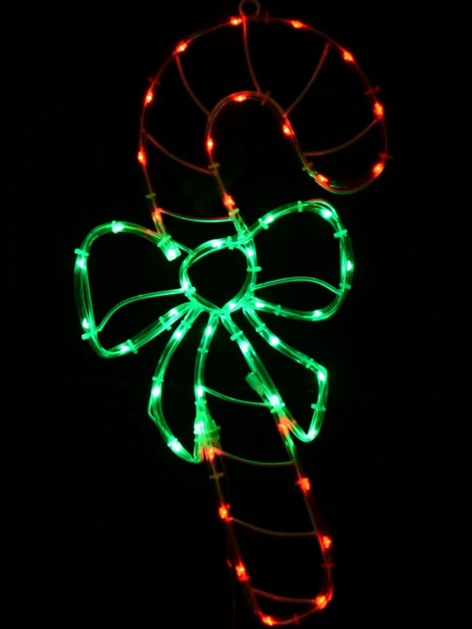 Christmas Warehouse Red & Green Led Candy Cane With Bow Noodle Rope Light Silhouette - 52Cm> Christmas Light Displays