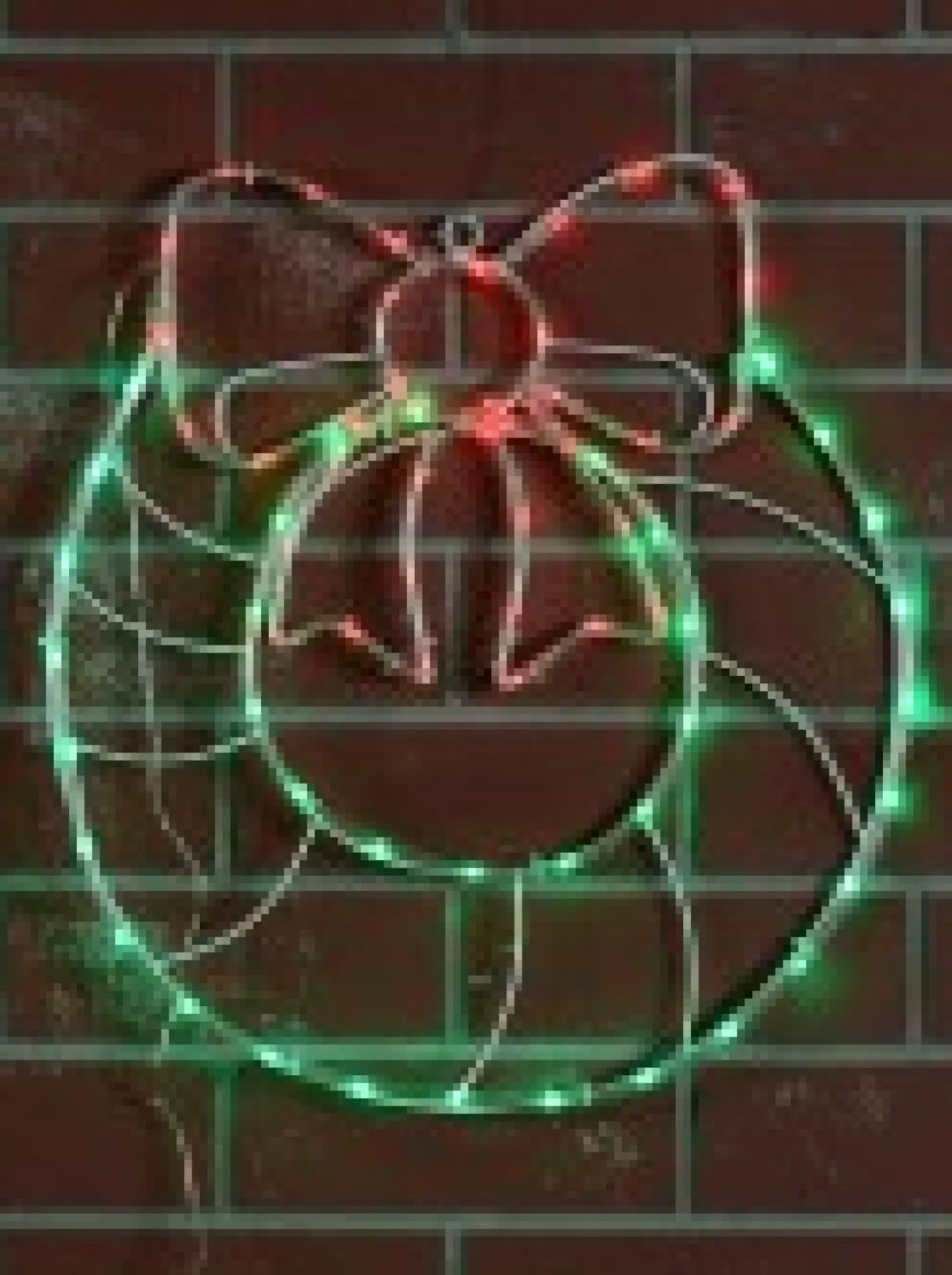 Christmas Warehouse Red & Green Led Wreath With Bow Noodle Rope Light Silhouette - 50Cm> Christmas Light Displays