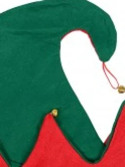 Christmas Warehouse Red & Green Traditional Christmas Elf Hat With Jingle Bells - One Size Fits Most><noscript><img width=