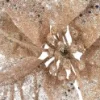 Christmas Warehouse Rose Gold Glittered Poinsettia Decorative Christmas Flower Pick - 17Cm> Christmas Picks