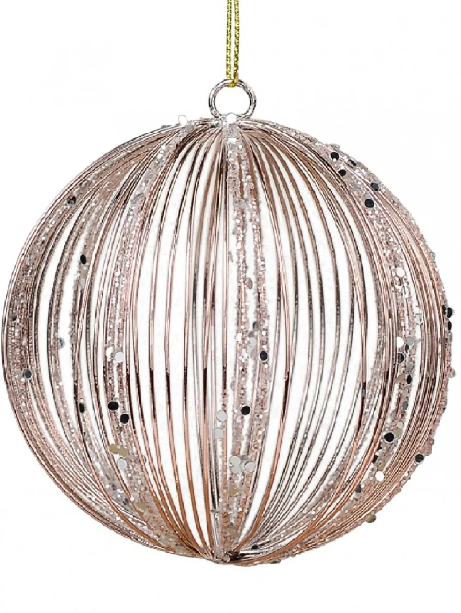 Christmas Warehouse Rose Gold Wire Bauble Shape Christmas Tree Hanging Decoration - 80Mm> Hanging Decorations - Individual