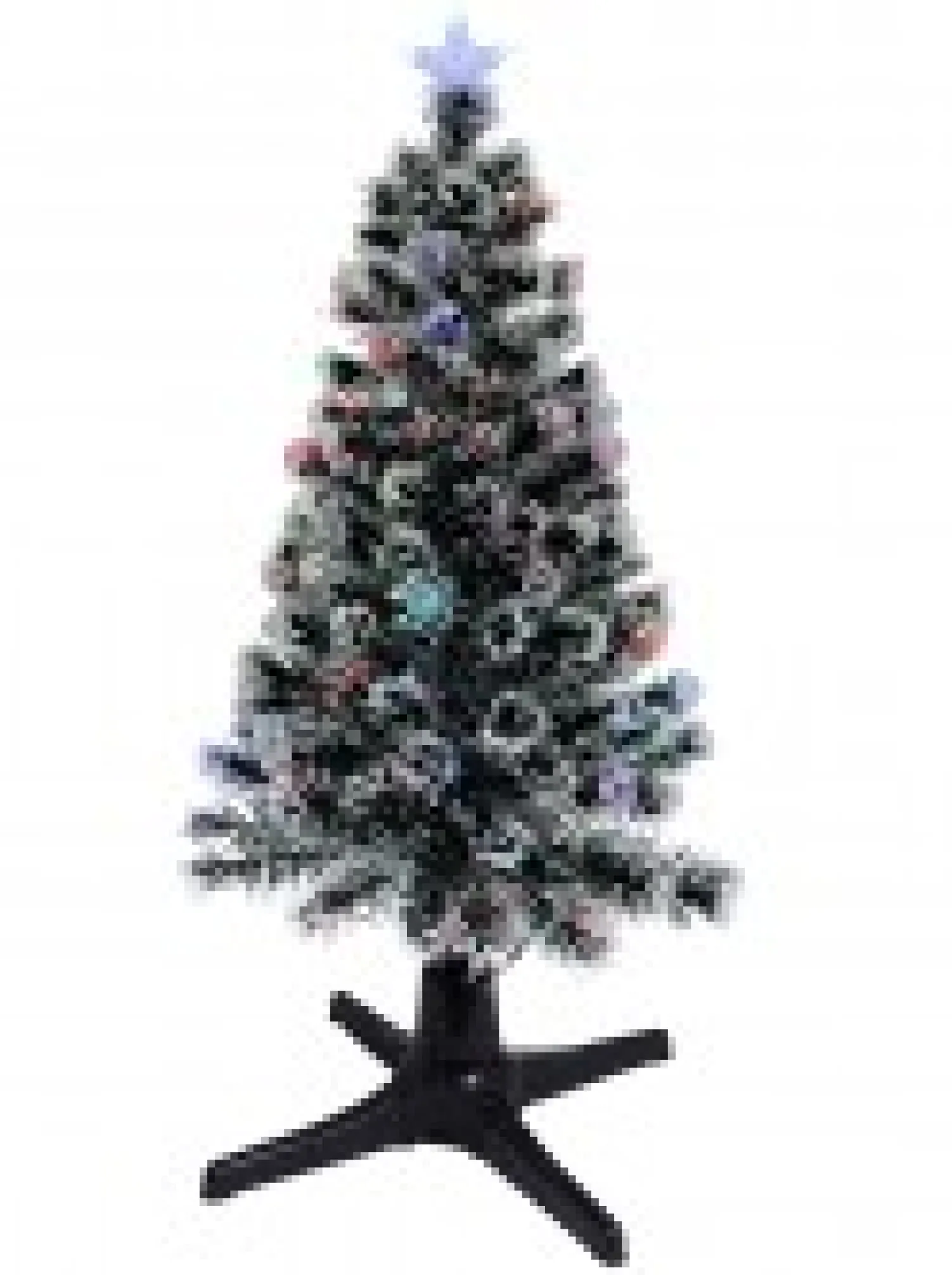 Christmas Warehouse Rotating Fibre Optic Christmas Tree With Baubles, Stars & 230 White Tips - 1.8M> Fibre Optic Christmas Trees