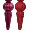 Christmas Warehouse Shiny Burgundy & Red Glitter Finial Christmas Hanging Decoration - 4 X 15Cm> Hanging Decorations - Packs