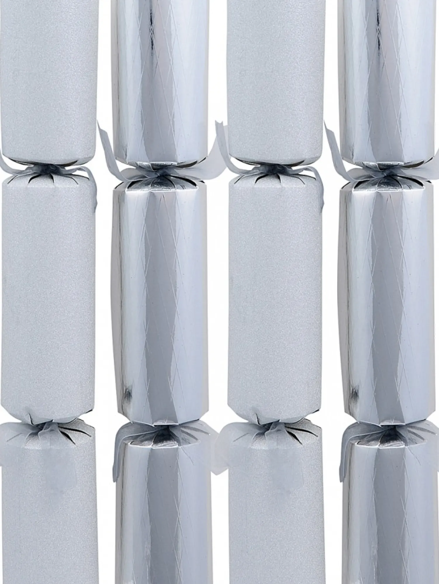Christmas Warehouse Shiny Criss Cross & Glitter Silver Christmas Cracker Bon Bons - 6 X 34Cm> Christmas Cracker Bon Bon Packs (4 - 16 Per Pack)