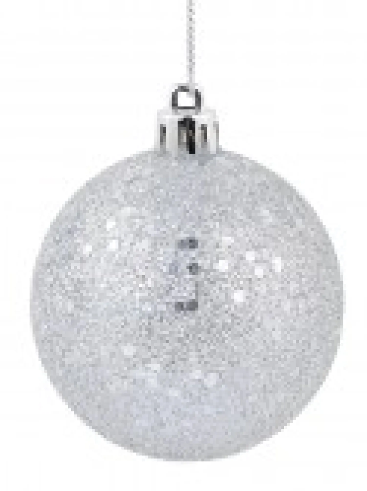 Christmas Warehouse Silver Metallic Sequins & Glitter Coated Christmas Baubles - 12 X 60Mm> Bauble Packs
