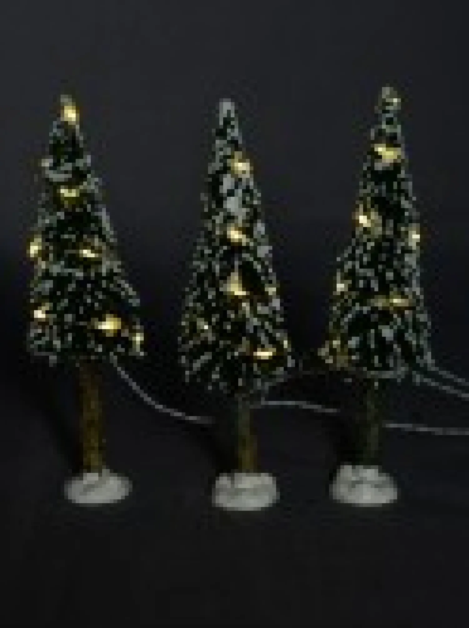 Christmas Warehouse Snow Flocked Illuminated Pine Tree Christmas Village Figurines - 3 X 19Cm> Christmas Village Figurines