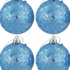Christmas Warehouse Turquoise Glittered & Sequin Christmas Bauble Decorations - 6 X 60Mm> Bauble Packs
