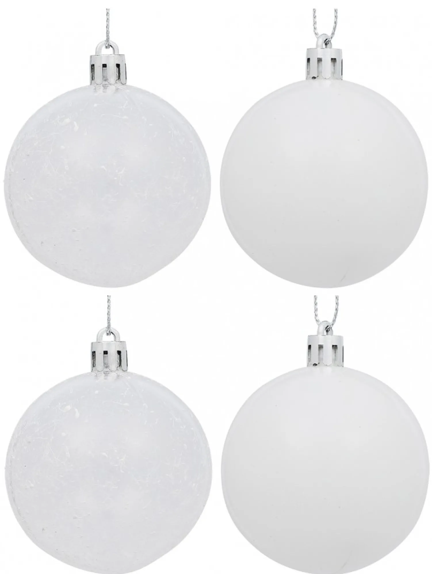 Christmas Warehouse White Gloss & Clear With White Frost Christmas Bauble Decorations - 6 X 60Mm> Bauble Packs