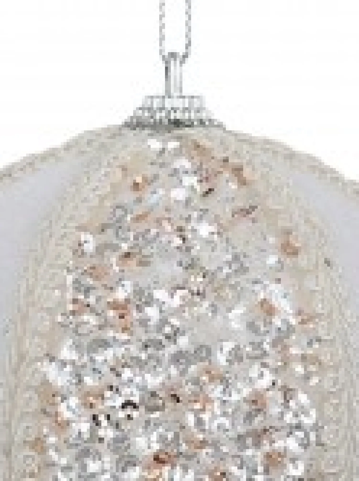 Christmas Warehouse White Sequin & Velvet Bauble Christmas Tree Hanging Decoration - 11Cm> Hanging Decorations - Individual