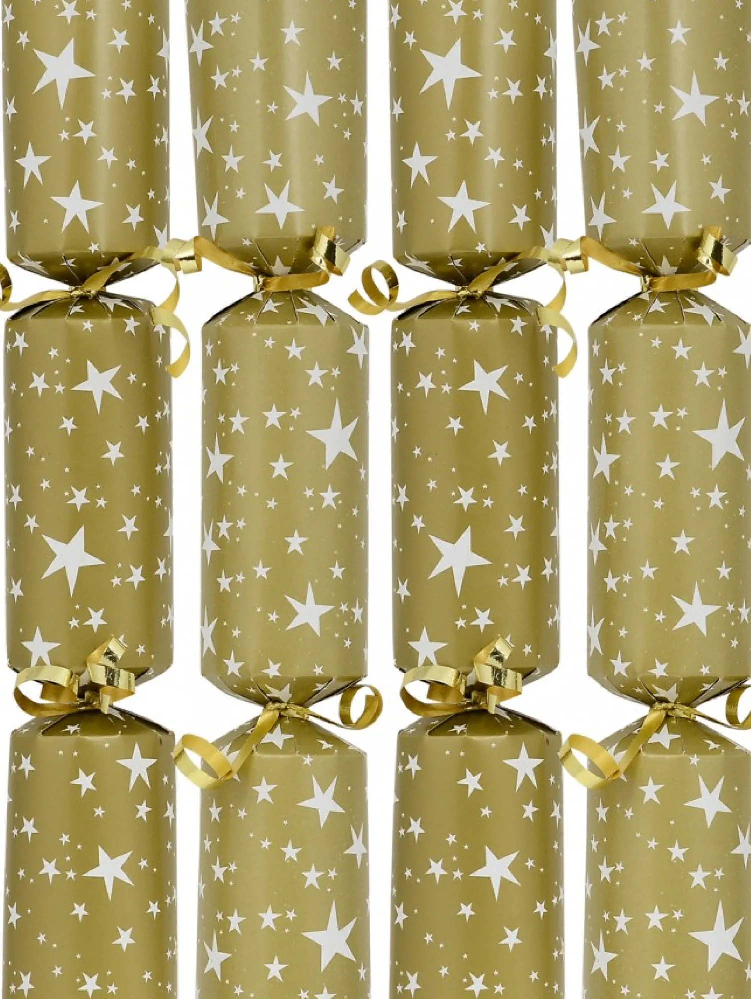 Christmas Warehouse White Stars Pattern Design On Gold Christmas Cracker Bon Bons - 50 X 30Cm> Christmas Cracker Bon Bon Catering Packs (50 Per Pack)
