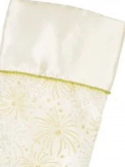 Christmas Warehouse White With Gold & Iridescent Glitter Sunburst Pattern Christmas Stocking - 48Cm> Christmas Stockings