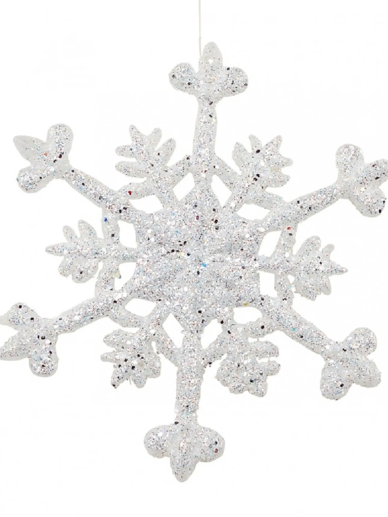 Christmas Warehouse White With Silver Glitter Snowflake Christmas Tree Hanging Decoration - 12Cm> Hanging Decorations - Individual