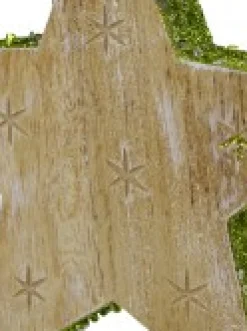 Christmas Warehouse Wood Star With Green Glitter Trim Christmas Tree Hanging Decoration - 12Cm><noscript><img width=