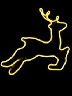 Christmas Warehouse Yellow Prancing Reindeer Neon Flex Rope Light Silhouette - 44Cm><noscript><img width=